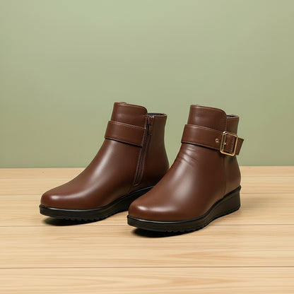 Women’s Warm Lined Ankle Boots – Side Zip Classic Mid-Rise Design with Non-Slip Sole