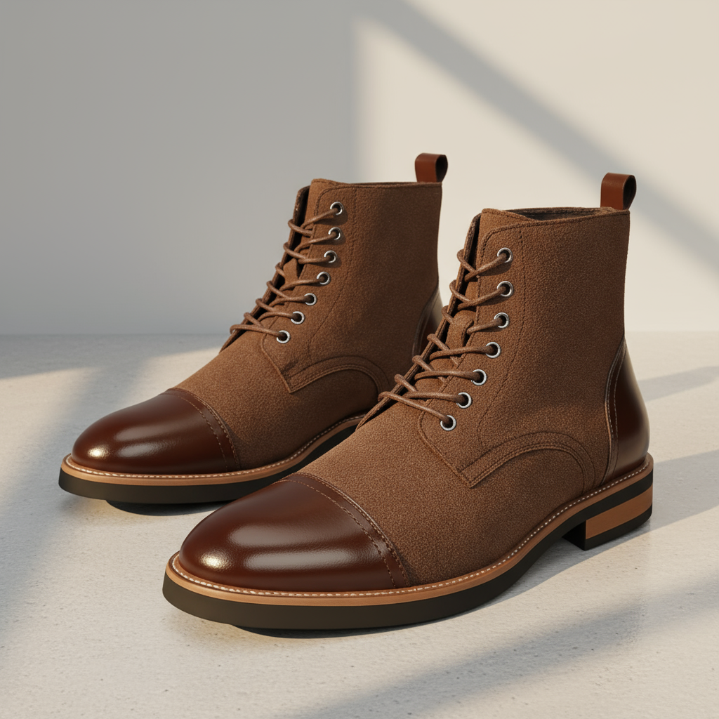 Men’s Oxford Leather Boots | Classic Lace-Up Dress Boots