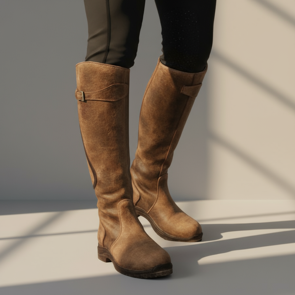 Women’s Waterproof Winter Riding Boots – Durable Rubber, Above-Ankle Protection