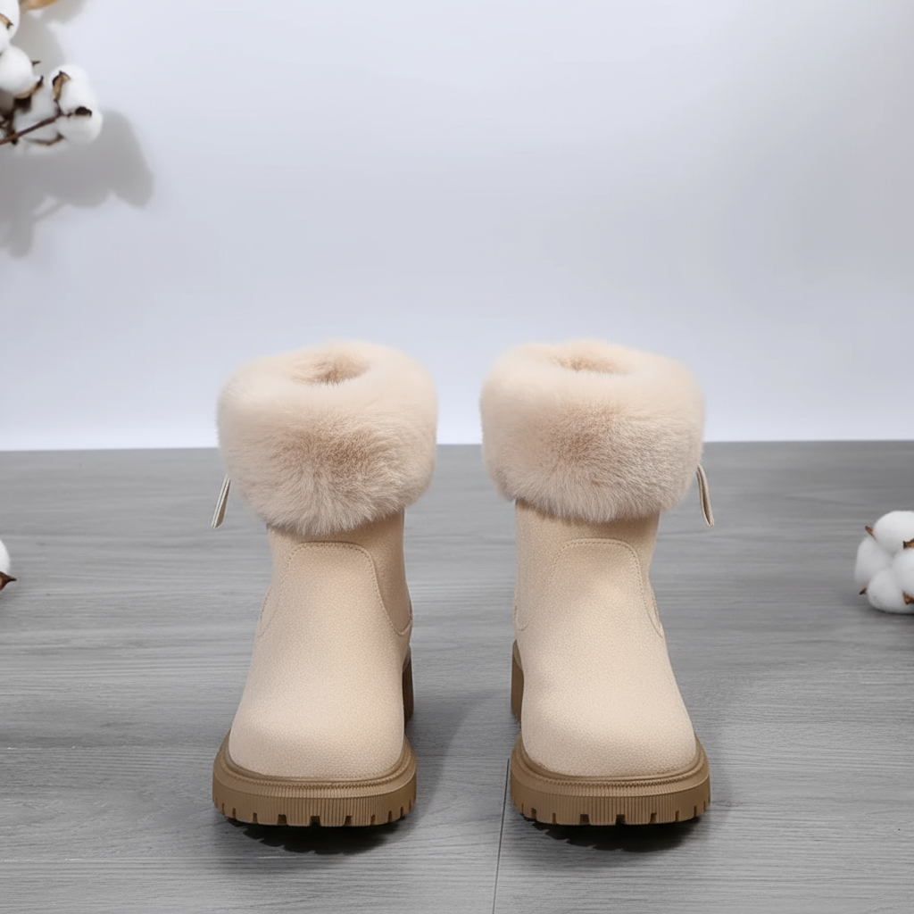 Women’s Winter Ankle Boots - Warm Faux Fur Lined, Non-Slip Sole
