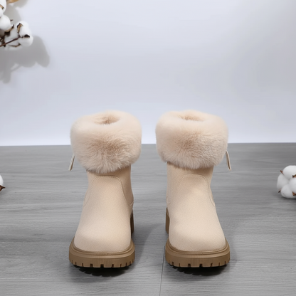 Women’s Winter Ankle Boots - Warm Faux Fur Lined, Non-Slip Sole