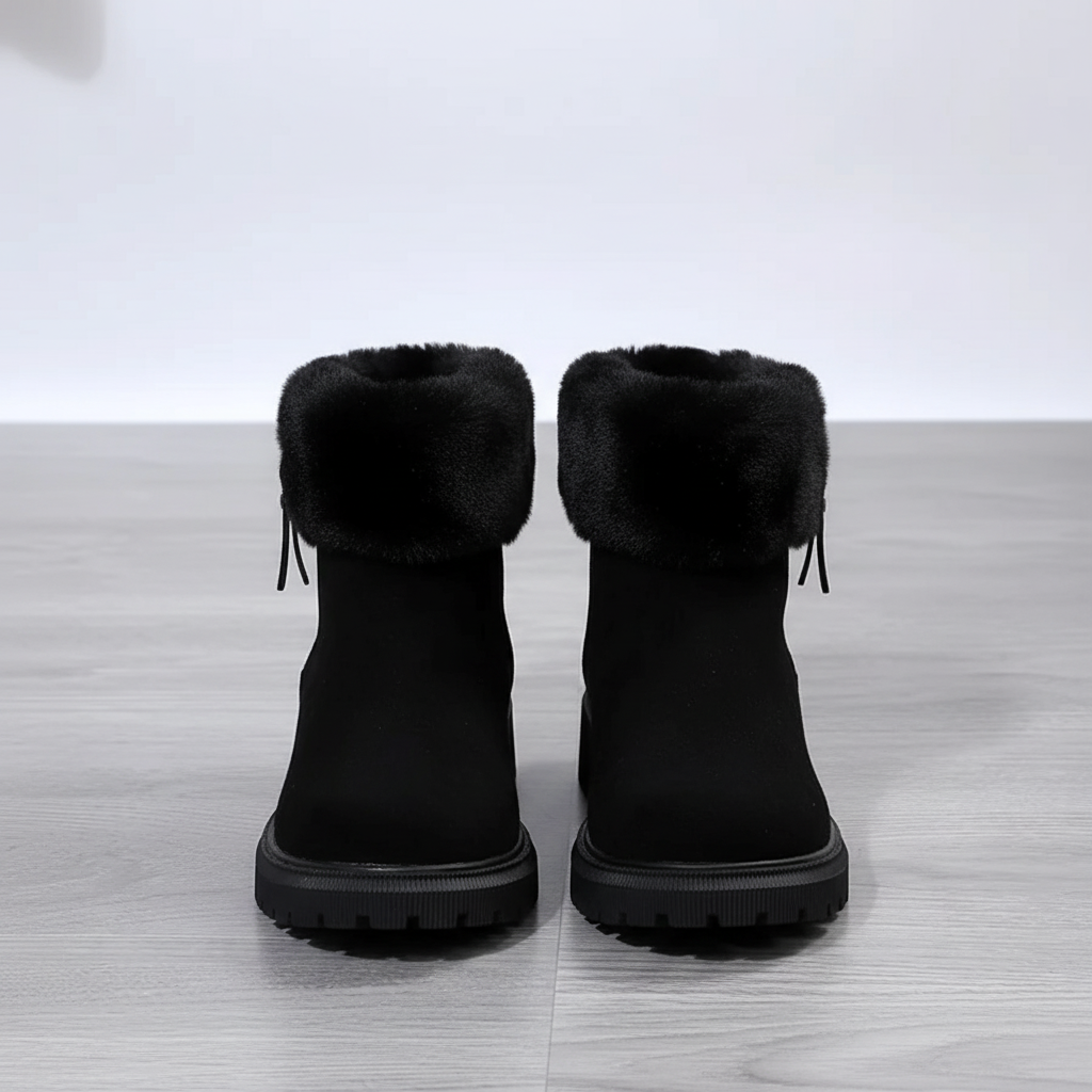 Women’s Winter Ankle Boots - Warm Faux Fur Lined, Non-Slip Sole