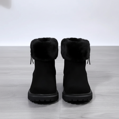 Women’s Winter Ankle Boots - Warm Faux Fur Lined, Non-Slip Sole