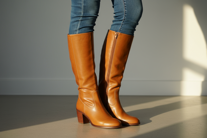 Women’s Knee-High Pull-On Boots with Low Stacked Heel | Classic Western Style