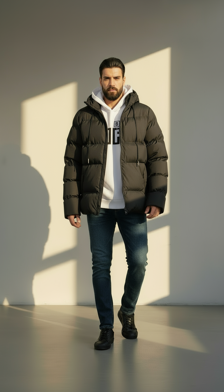 Men’s Warm Puffer Jacket | Waterproof Winter Parka with Hood