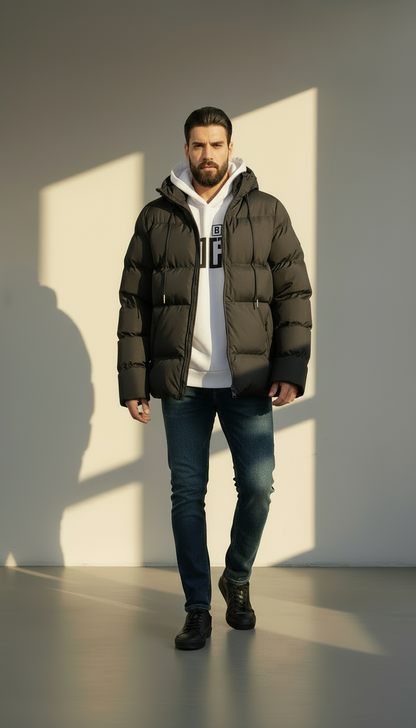 Men’s Warm Puffer Jacket | Waterproof Winter Parka with Hood