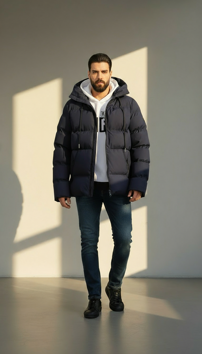 Men’s Warm Puffer Jacket | Waterproof Winter Parka with Hood