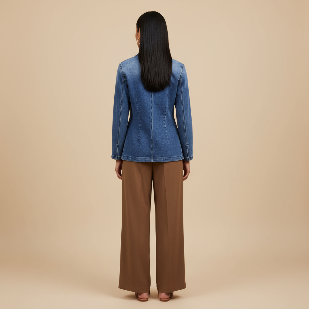 Women’s Denim Blazer – Tailored Jean Jacket with Button Closure and Classic Fit