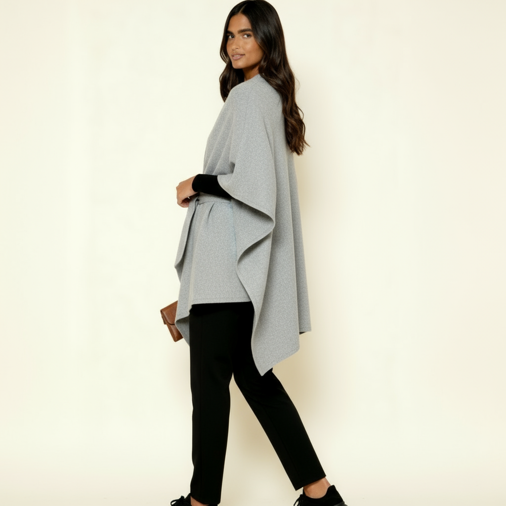 Women’s Luxurious Wind-Resistant Shawl Coat – Elegant Open-Front Wrap with Soft Drape