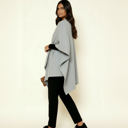 Women’s Luxurious Wind-Resistant Shawl Coat – Elegant Open-Front Wrap with Soft Drape