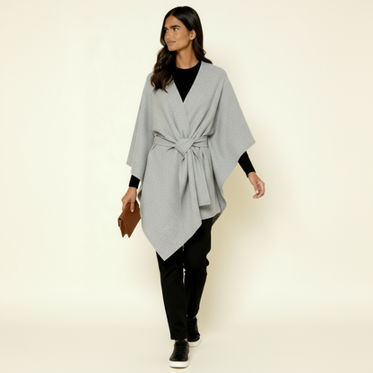 Women’s Luxurious Wind-Resistant Shawl Coat – Elegant Open-Front Wrap with Soft Drape