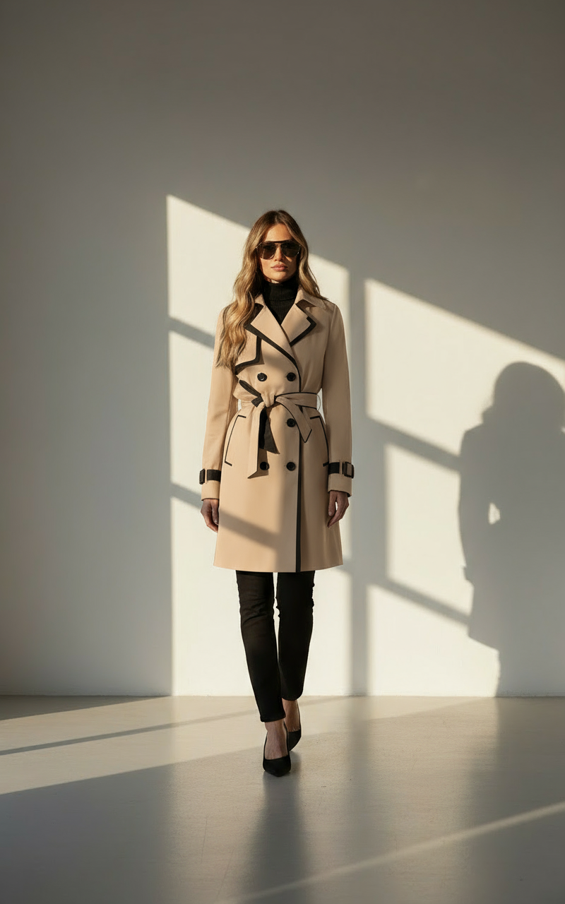 Long Women's Trench Coat | Elegant Water-Repellent Outerwear