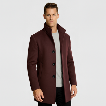 Men’s Single-Breasted Coat with Quilted Lining - Classic Smart Winter Outerwear