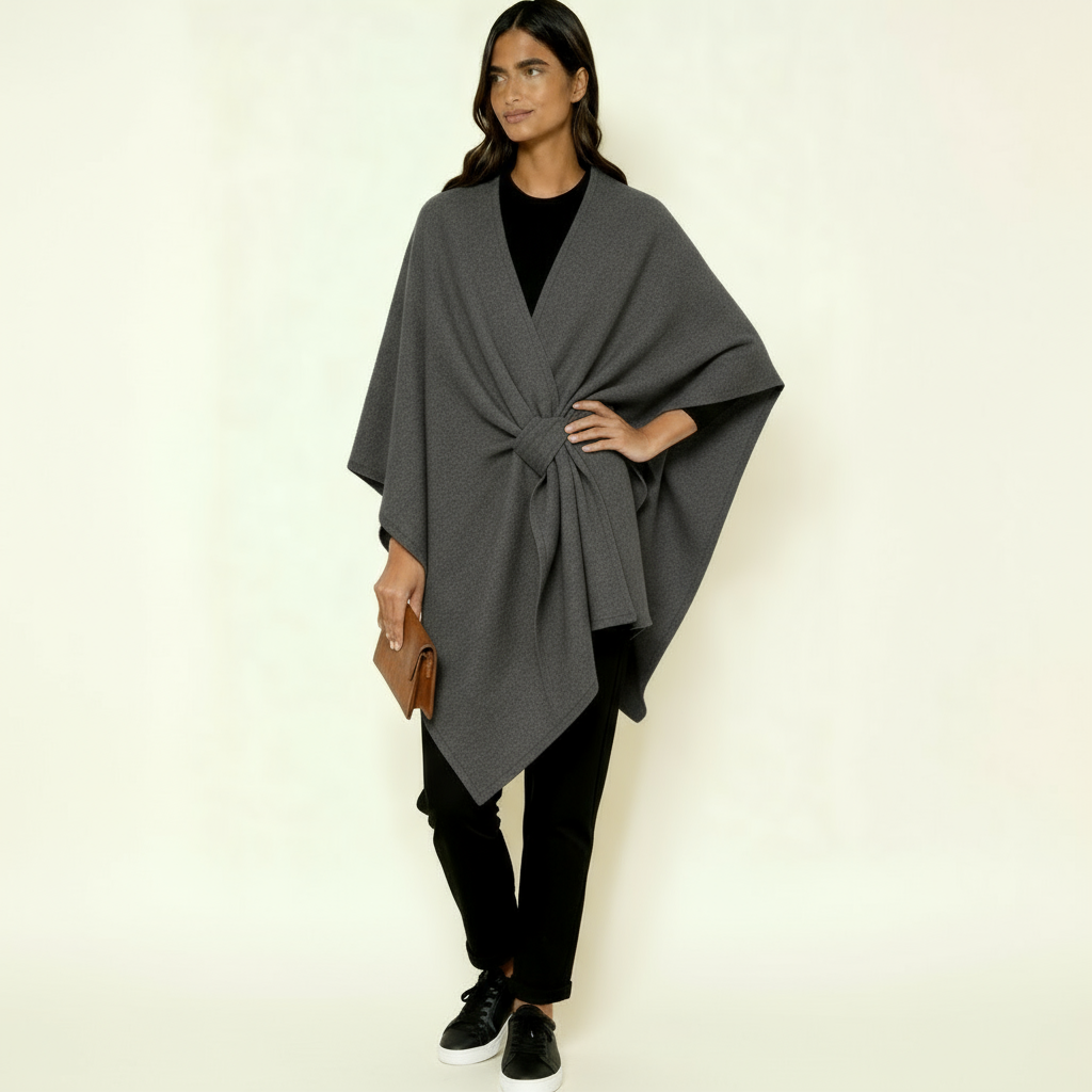 Women’s Luxurious Wind-Resistant Shawl Coat – Elegant Open-Front Wrap with Soft Drape