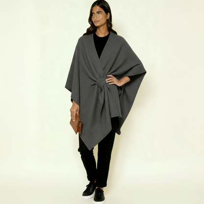 Women’s Luxurious Wind-Resistant Shawl Coat – Elegant Open-Front Wrap with Soft Drape