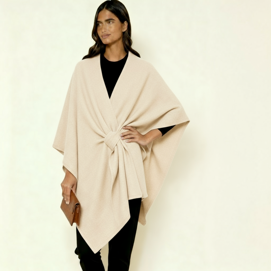 Women’s Luxurious Wind-Resistant Shawl Coat – Elegant Open-Front Wrap with Soft Drape