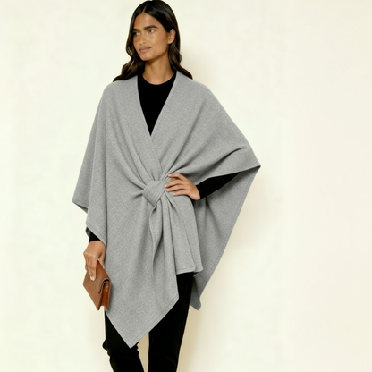Women’s Luxurious Wind-Resistant Shawl Coat – Elegant Open-Front Wrap with Soft Drape