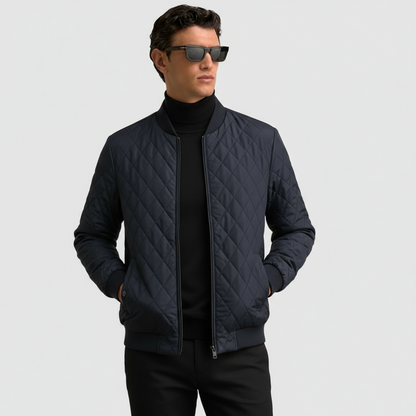 Men’s Quilted Full-Zip Jacket – Lightweight Insulated Outerwear with Stand Collar