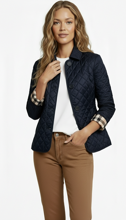 Women’s Lightweight Quilted Coat – Button Closure Casual Outerwear