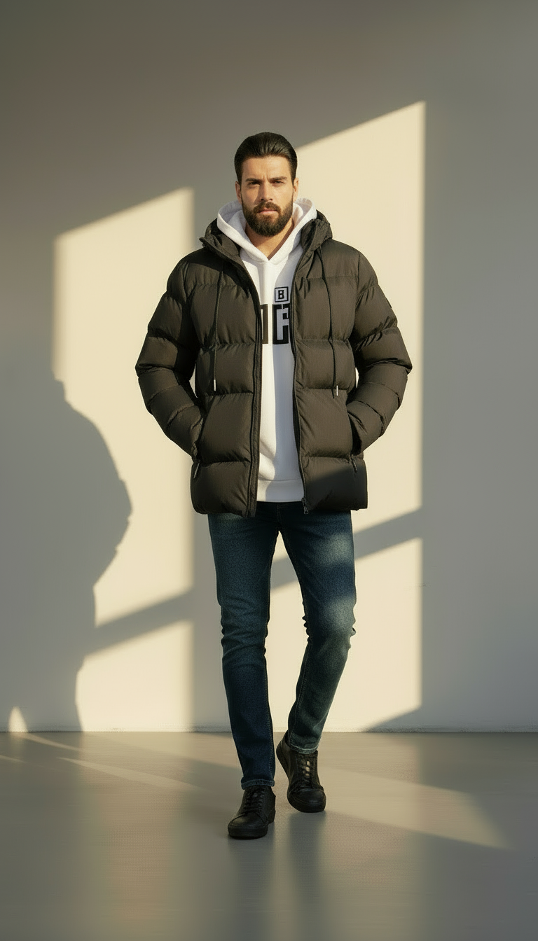 Men’s Warm Puffer Jacket | Waterproof Winter Parka with Hood