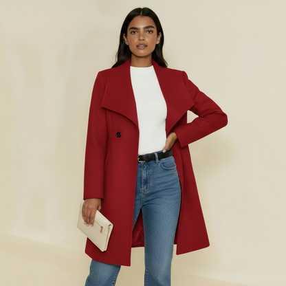 Women’s Elizabeth Tailored Coat - Mid-Thigh Length with Notched Lapel & Button Front