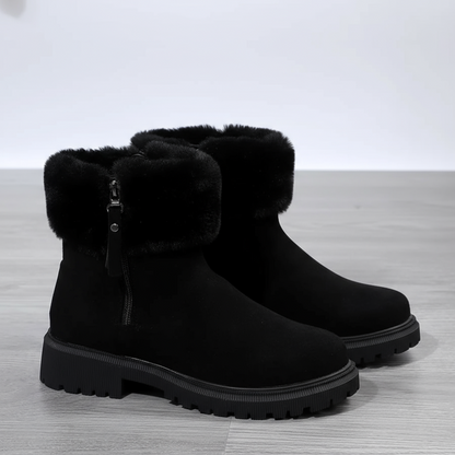 Women’s Winter Ankle Boots - Warm Faux Fur Lined, Non-Slip Sole