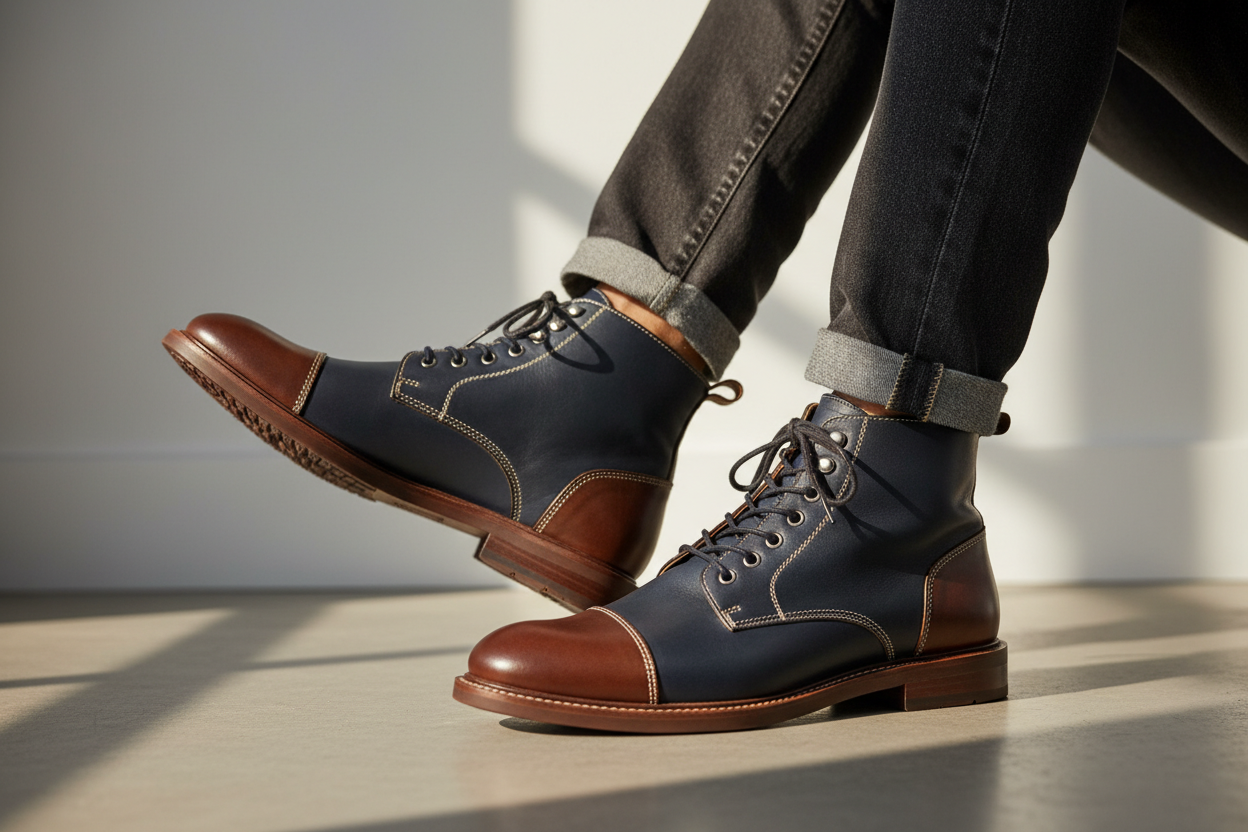 Men’s Oxford Leather Boots | Classic Lace-Up Dress Boots
